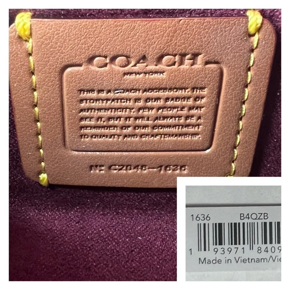 COACH Tea Rose Mini Parker Card Case Key Pouch With Snakeskin Detail Bag